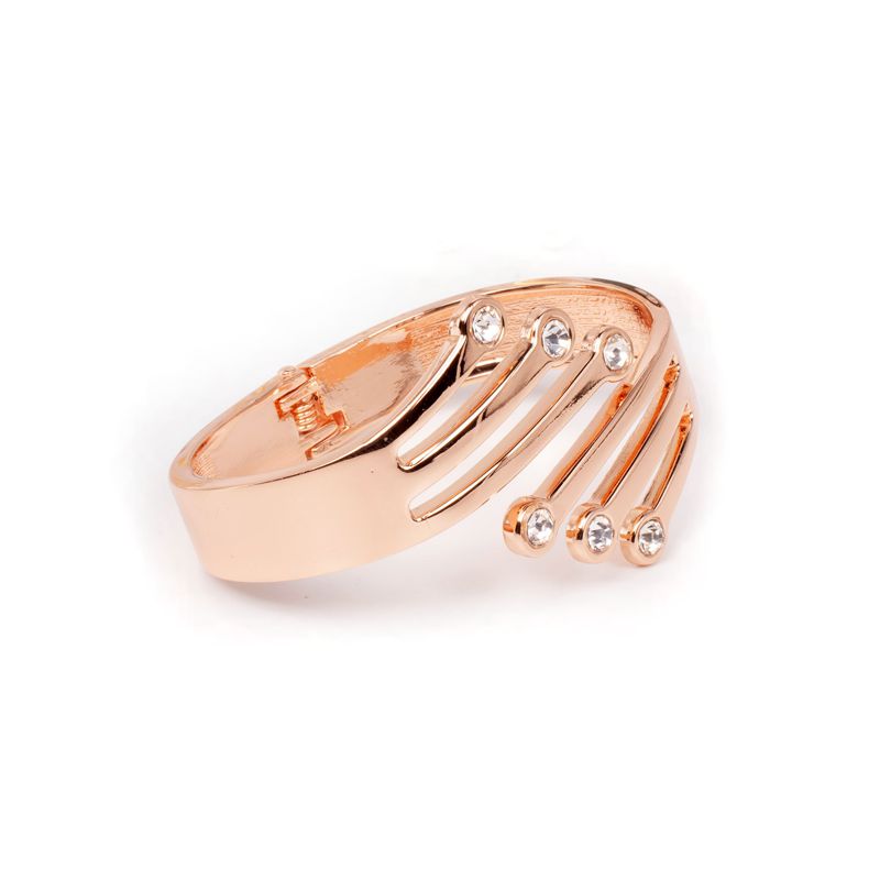 Rose gold plated & CZ Hinged Fashion Bracelet - Click Image to Close